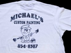 画像1: 80s USA製 MICHAEL'S CUSTOM PAINTING イラスト バックプリント Tシャツ 白 (1)