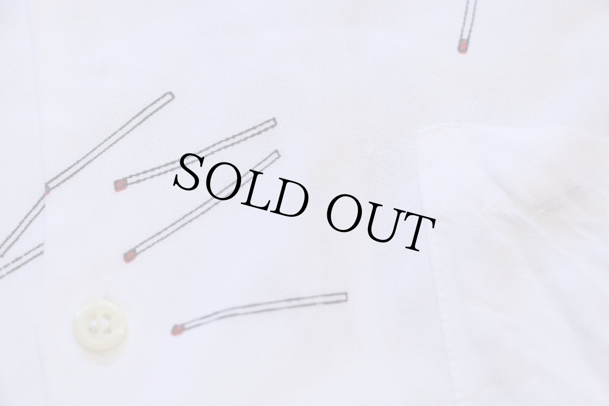 画像6: 80s イタリア製 A.M. P.M. FULL DAY SHIRTS マッチ柄 総柄 半袖 レーヨン オープンカラーシャツ 白 XL (6)