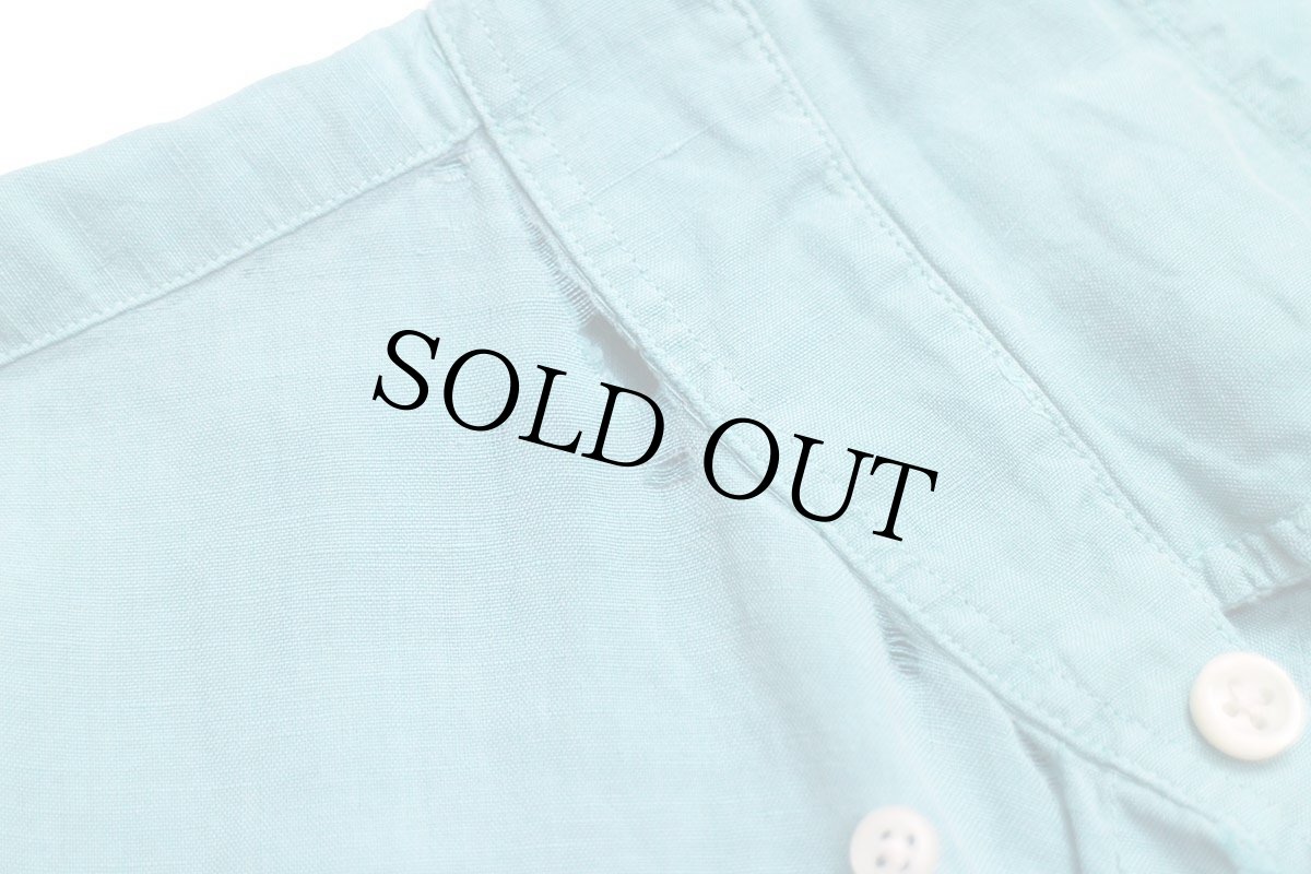 画像7: 00s ラルフローレン ワンポイント ボタンダウン 半袖 リネン×シルクシャツ ターコイズ L (7)