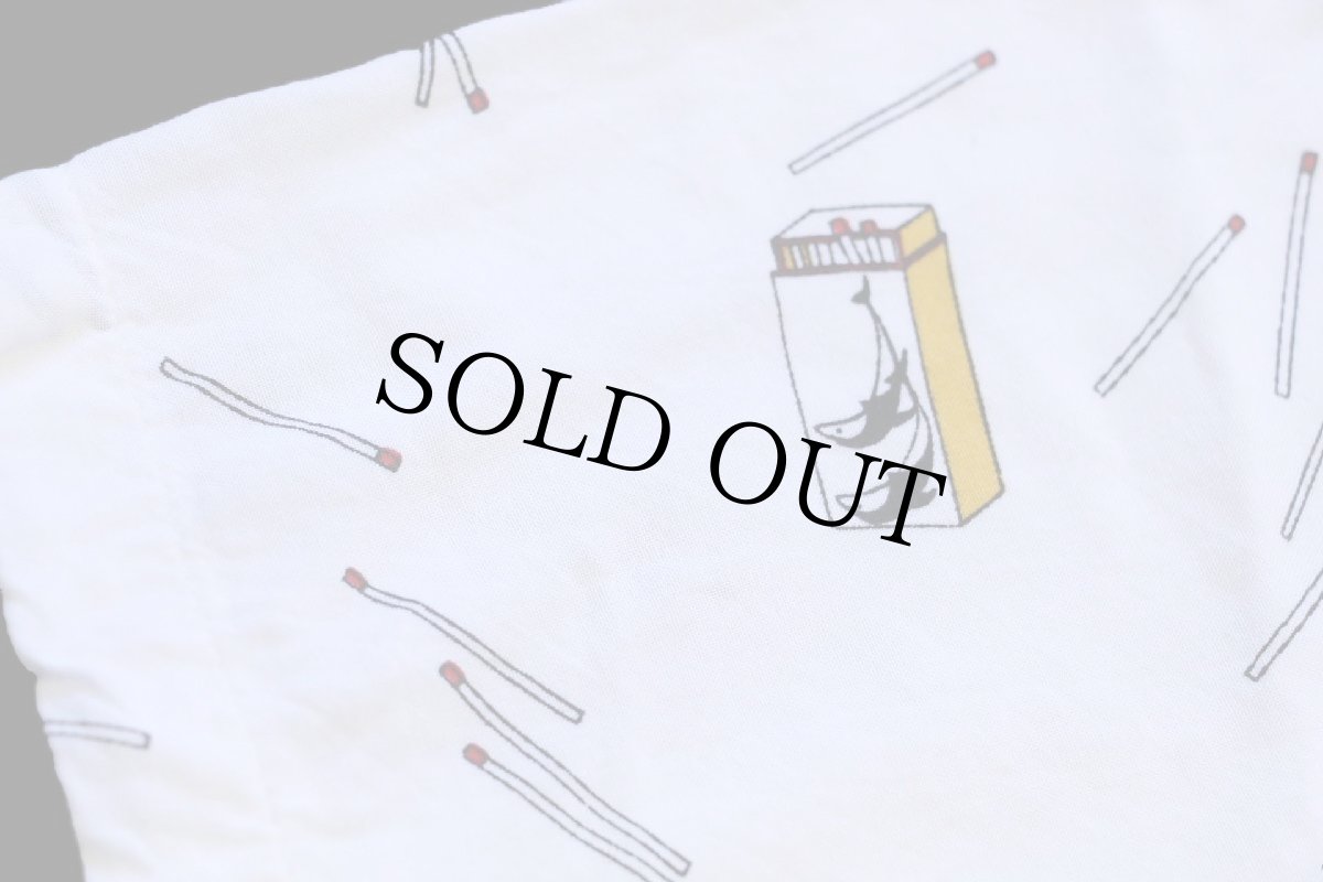 画像7: 80s イタリア製 A.M. P.M. FULL DAY SHIRTS マッチ柄 総柄 半袖 レーヨン オープンカラーシャツ 白 XL (7)