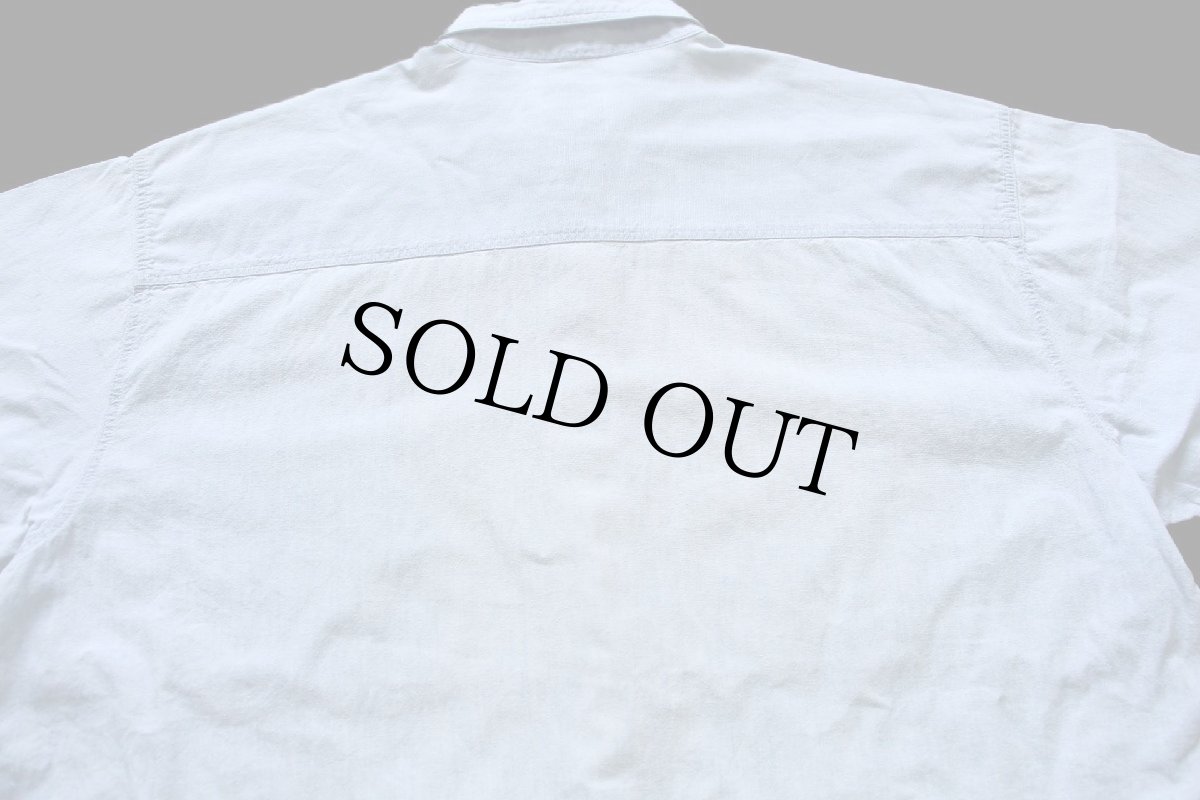 画像4: 90s GAPギャップ 無地 半袖 コットン シャンブレーシャツ フェード L (4)