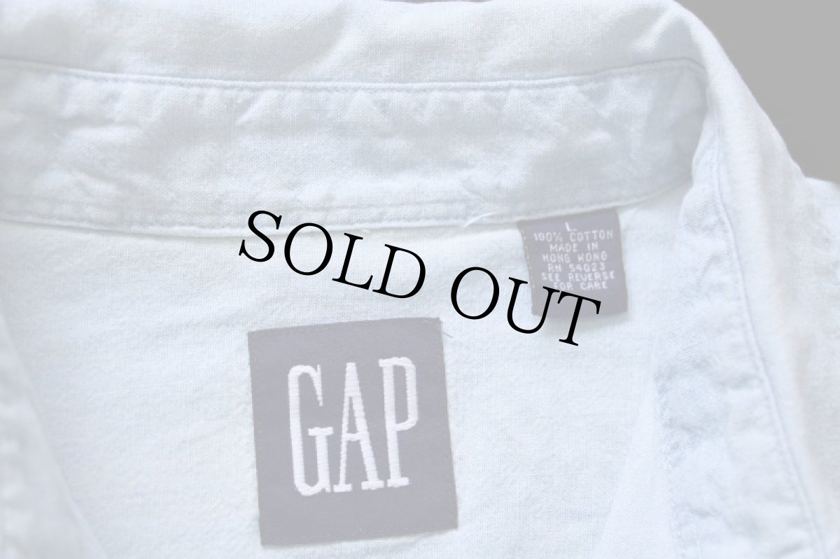 画像5: 90s GAPギャップ 無地 半袖 コットン シャンブレーシャツ フェード L (5)