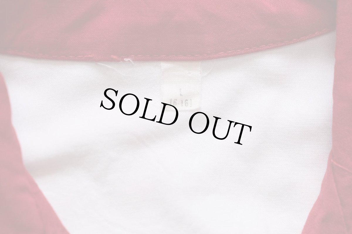 画像4: 60s Worden Allen Co LIESE チェーン刺繍 ツートン 切り替え ダメージ レーヨン ボウリングシャツ 白×濃赤 L (4)