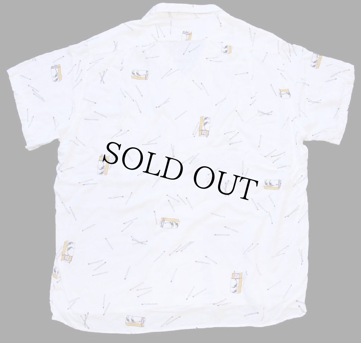 画像2: 80s イタリア製 A.M. P.M. FULL DAY SHIRTS マッチ柄 総柄 半袖 レーヨン オープンカラーシャツ 白 XL (2)