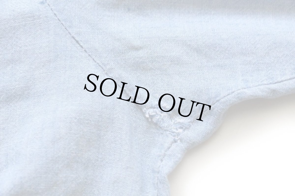 画像10: 60s USA製 Washington DEE CEE ペンキ飛び 半袖 コットン シャンブレーシャツ ボロ S (10)