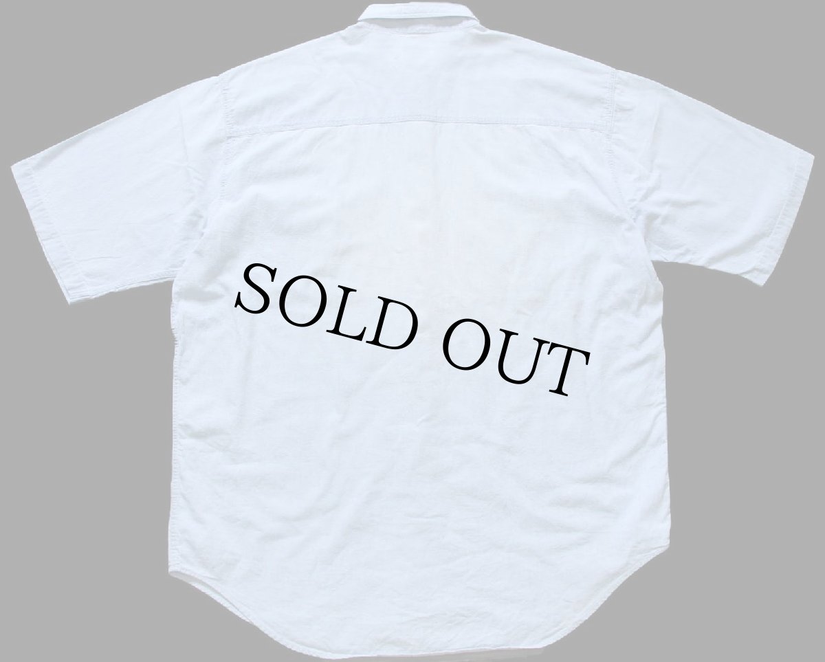 画像2: 90s GAPギャップ 無地 半袖 コットン シャンブレーシャツ フェード L (2)