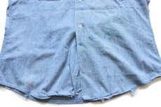 画像6: 60s USA製 Washington DEE CEE ペンキ飛び 半袖 コットン シャンブレーシャツ ボロ S (6)