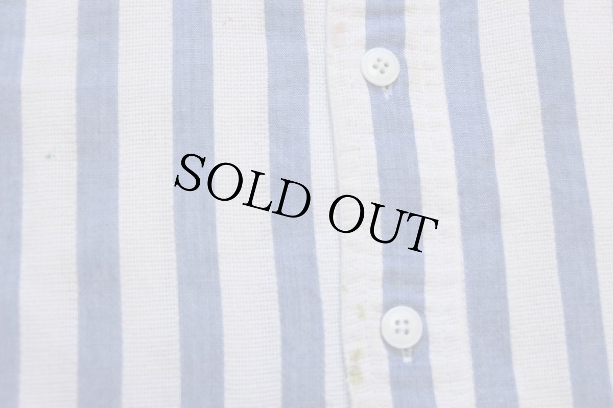 画像6: 90s L.L.Bean COOL WEAVE ストライプ 半袖 コットンシャツ 青×白 L (6)