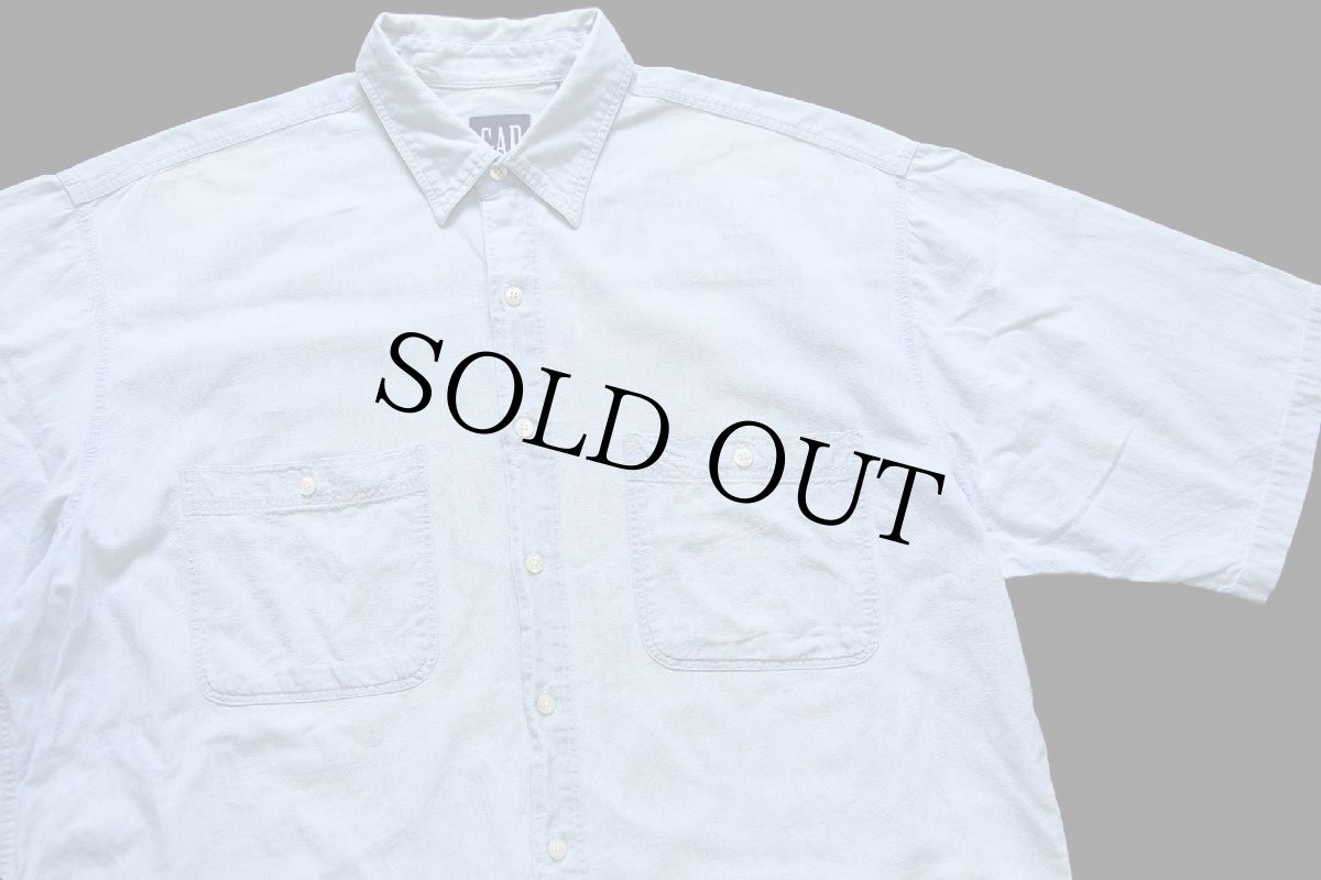 画像3: 90s GAPギャップ 無地 半袖 コットン シャンブレーシャツ フェード L (3)