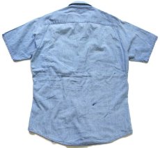 画像2: 60s USA製 Washington DEE CEE ペンキ飛び 半袖 コットン シャンブレーシャツ ボロ S (2)