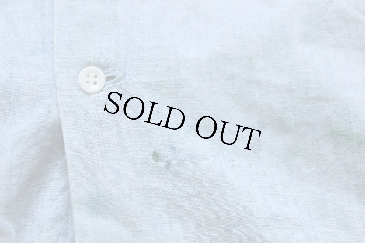 画像8: 60s USA製 Washington DEE CEE ペンキ飛び 半袖 コットン シャンブレーシャツ ボロ S (8)