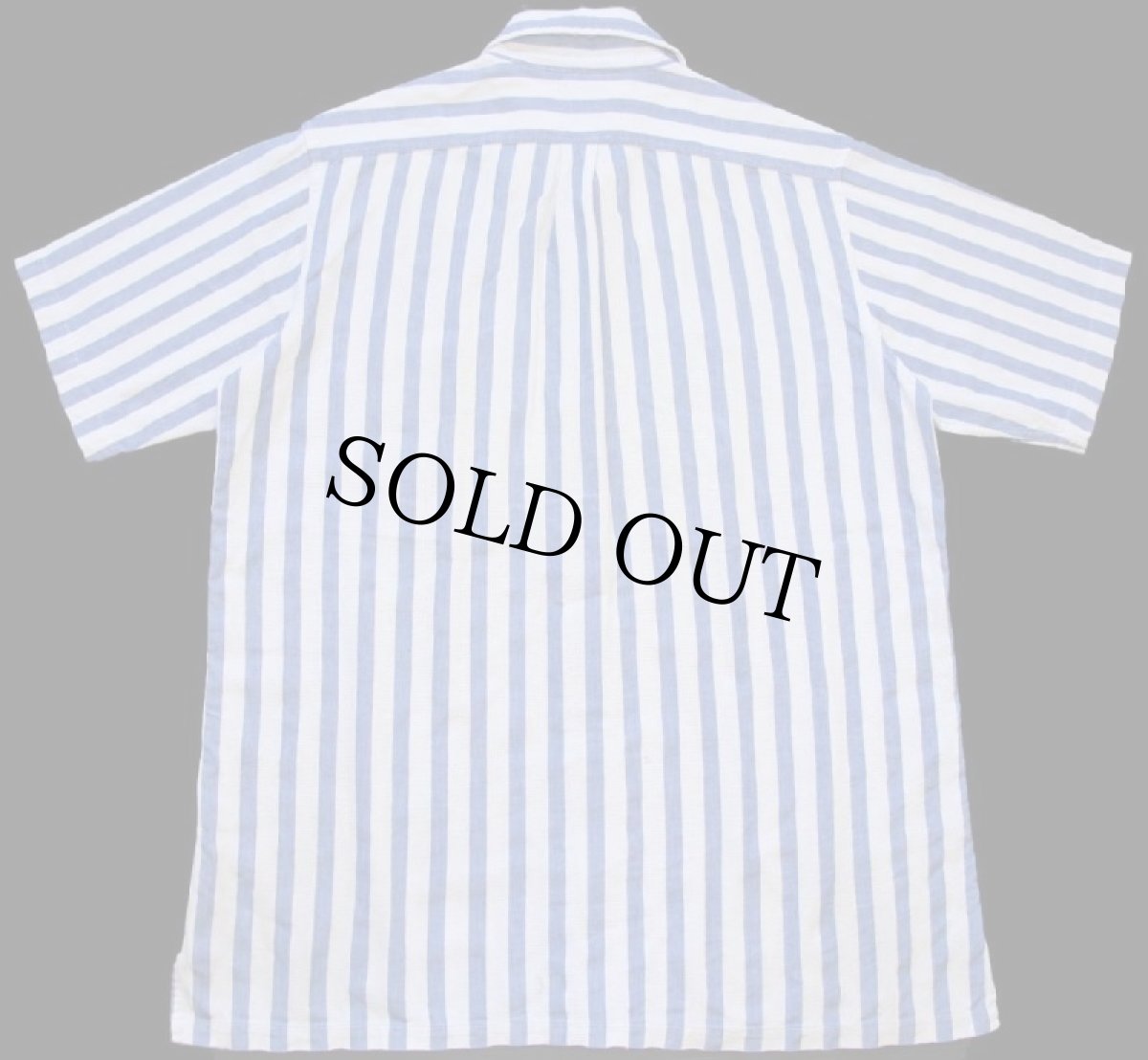 画像2: 90s L.L.Bean COOL WEAVE ストライプ 半袖 コットンシャツ 青×白 L (2)