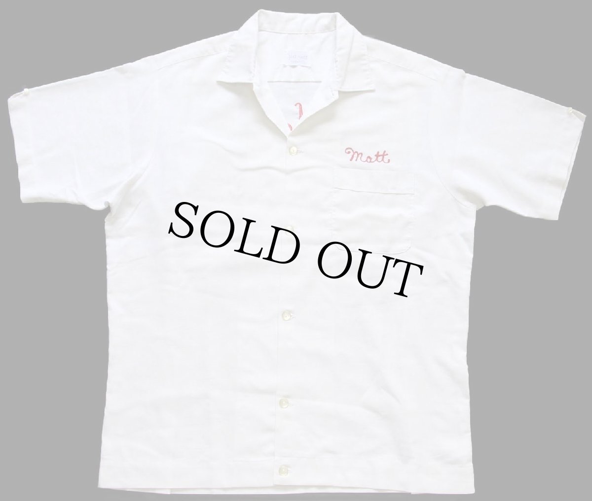 画像2: 60s USA製 NAT NAST Luder's Log Cabin Elma,N.Y. チェーン刺繍 ボウリングシャツ 白 (2)