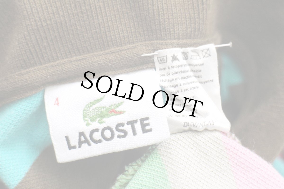 画像4: 90s LACOSTEラコステ ランダムボーダー コットン 鹿の子 ポロシャツ 4 (4)