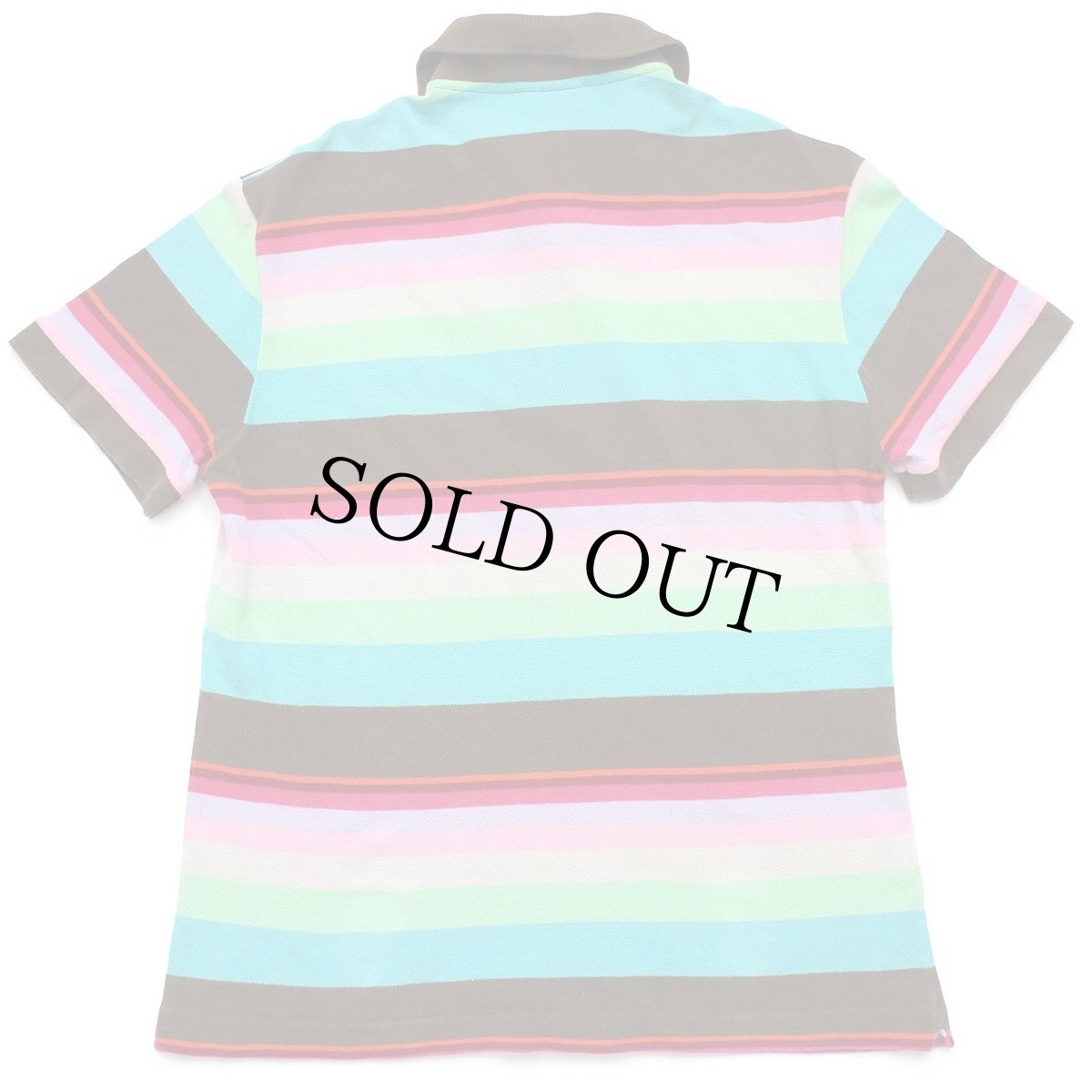 画像2: 90s LACOSTEラコステ ランダムボーダー コットン 鹿の子 ポロシャツ 4 (2)