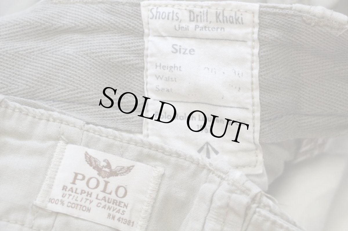 画像6: 00s ポロ ラルフローレン Shorts Drill Khaki コットン カーゴ ショートパンツ グレーベージュ 32★ショーツ (6)