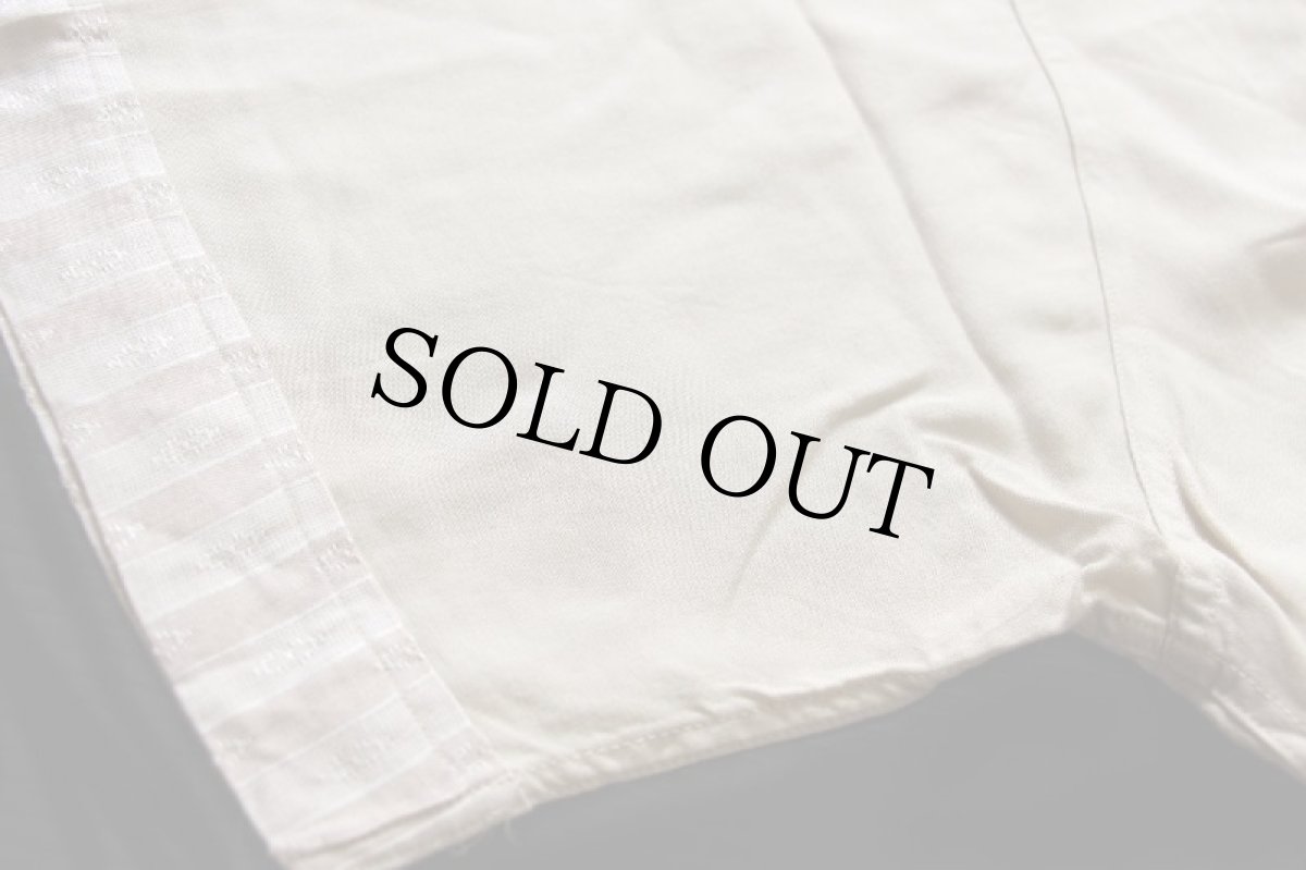 画像6: 60s Monte Carlo 織り柄 装飾 半袖 レーヨン オープンカラーシャツ ベージュ M (6)