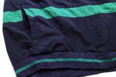 画像8: 90s IZOD ロゴ刺繍 ツートン 切り替え ボーダー プルオーバー ナイロンジャケット 紺×緑 XL (8)