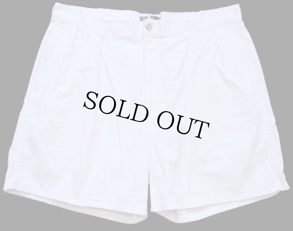 画像1: 90s USA製 ポロ ラルフローレン ツータック コットン チノ ショートパンツ オフホワイト 38★95 ショーツ (1)
