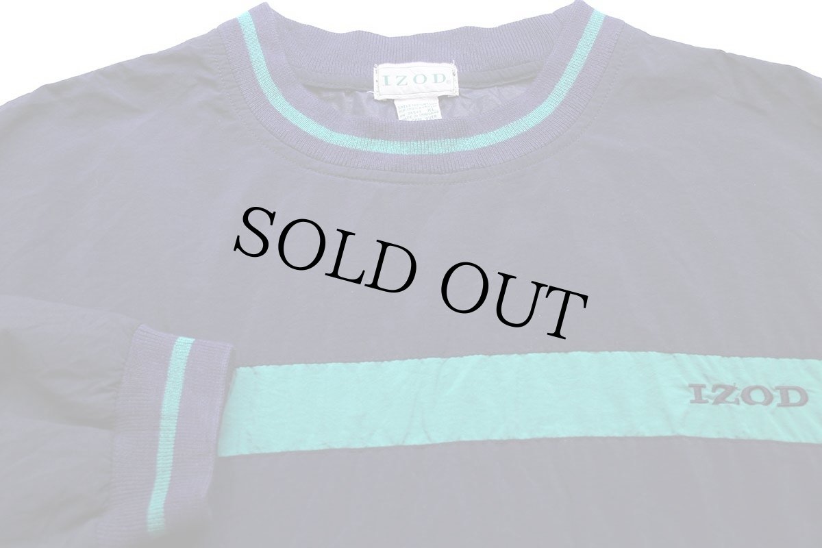 画像3: 90s IZOD ロゴ刺繍 ツートン 切り替え ボーダー プルオーバー ナイロンジャケット 紺×緑 XL (3)