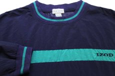 画像3: 90s IZOD ロゴ刺繍 ツートン 切り替え ボーダー プルオーバー ナイロンジャケット 紺×緑 XL (3)