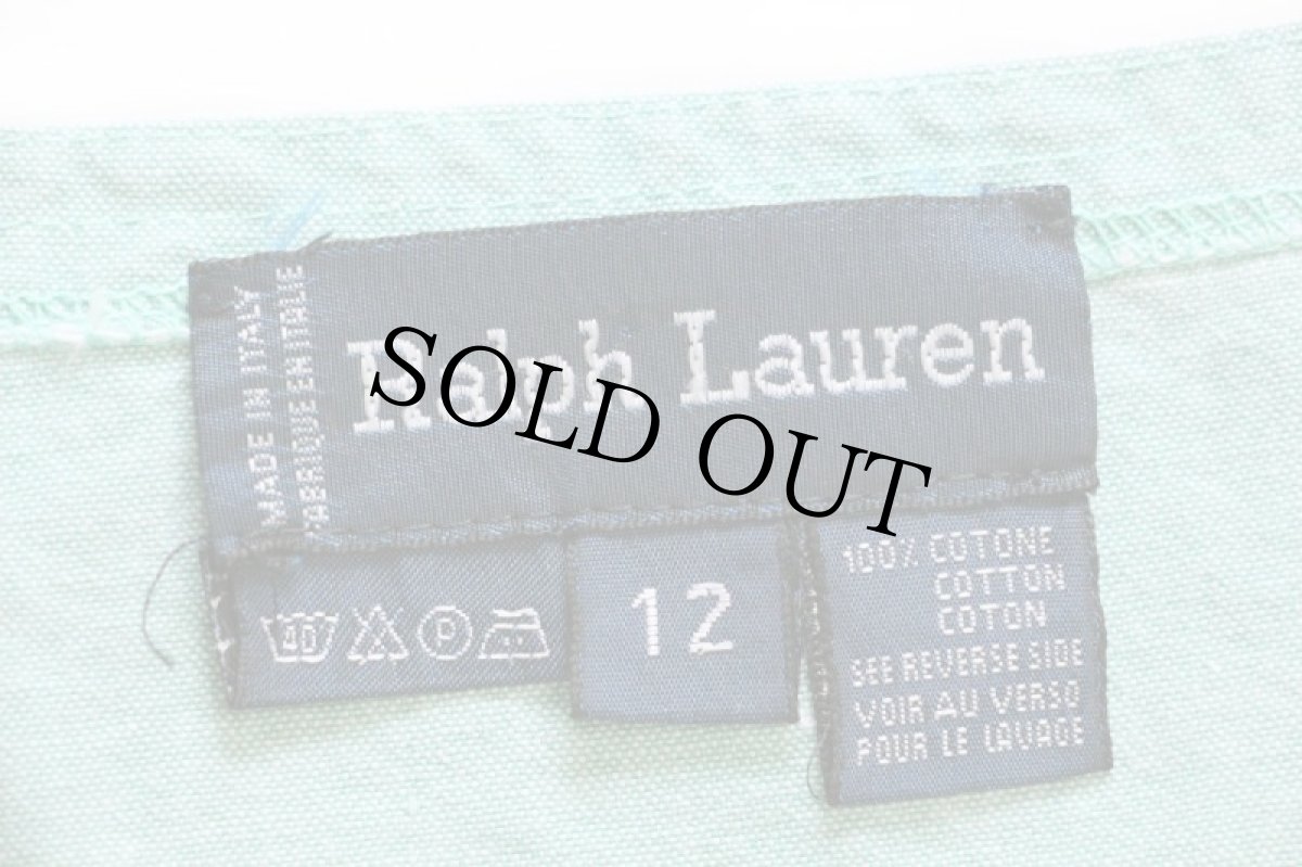 画像4: 90s イタリア製 Ralph Lauren ラルフローレン コットン 巻きスカート ライトグリーン 12 (4)