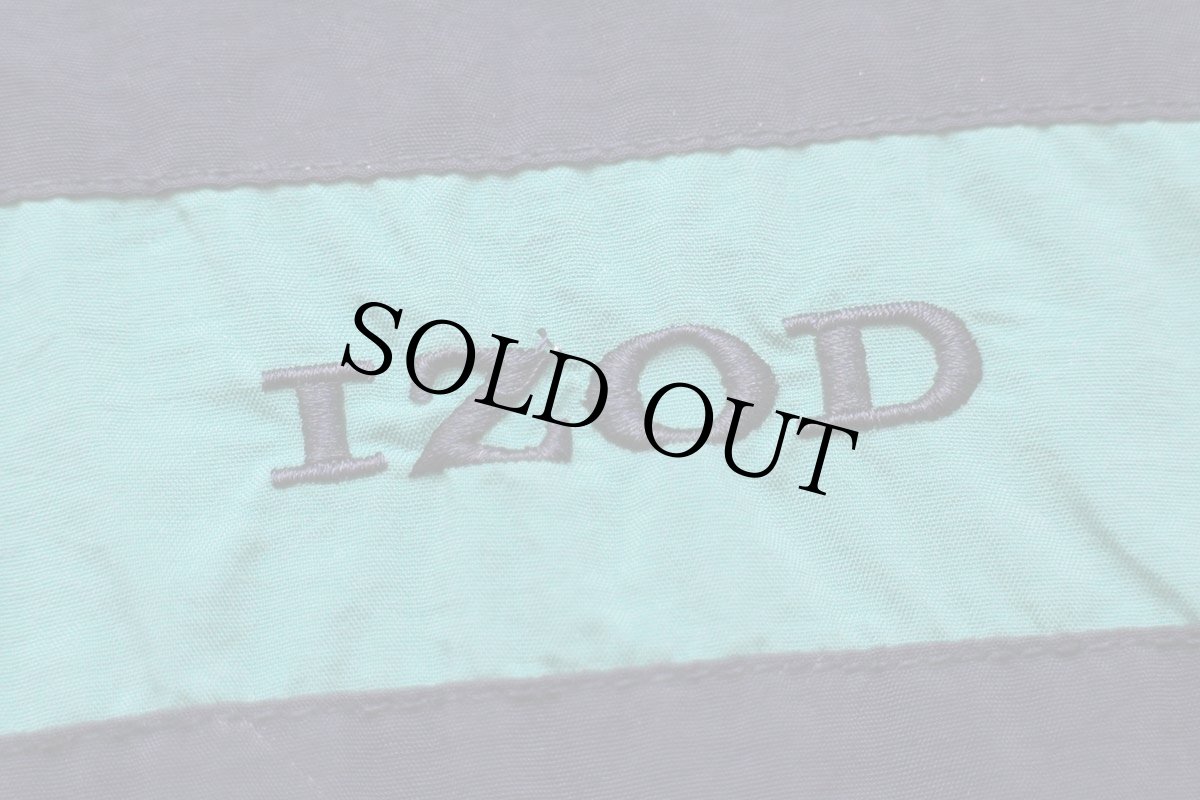 画像4: 90s IZOD ロゴ刺繍 ツートン 切り替え ボーダー プルオーバー ナイロンジャケット 紺×緑 XL (4)