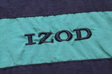 画像4: 90s IZOD ロゴ刺繍 ツートン 切り替え ボーダー プルオーバー ナイロンジャケット 紺×緑 XL (4)