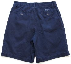 画像2: 00s ポロ ラルフローレン TYLER SHORT ツータック コットン チノ ショートパンツ 紺 32★75 ショーツ (2)