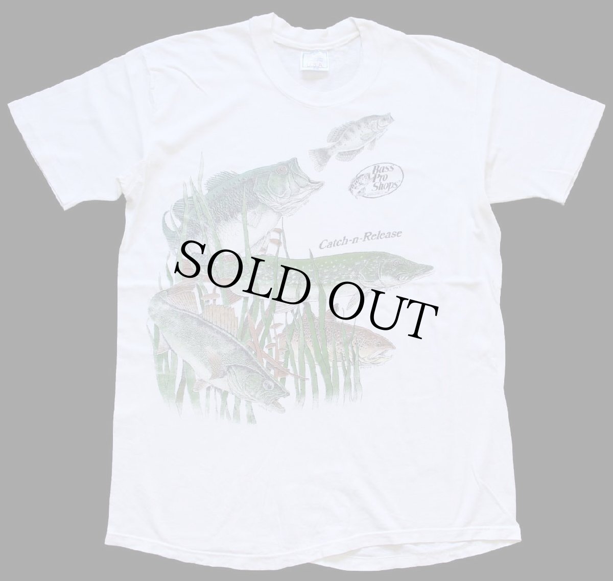 画像2: 80s USA製 Bass Pro Shops Catch-n-Release フィッシュ コットンTシャツ 白 L (2)