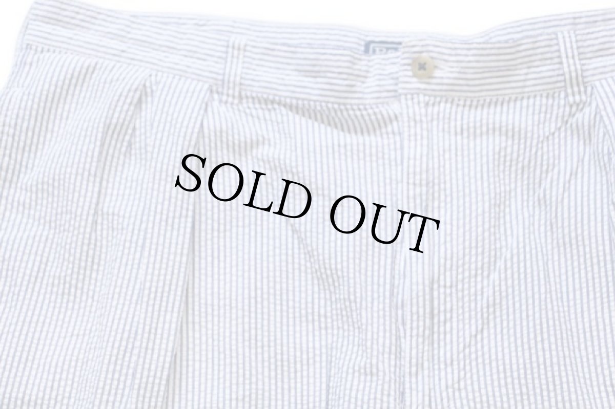 画像3: 90s ポロ ラルフローレン ANDREW SHORT ツータック コットン シアサッカー ショートパンツ 薄紺×白 40★90 ショーツ (3)