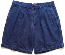 画像1: 00s DOCKERSドッカーズ RELAXED FIT ツータック デニム ショートパンツ 38★ショーツ Levi'sリーバイス (1)