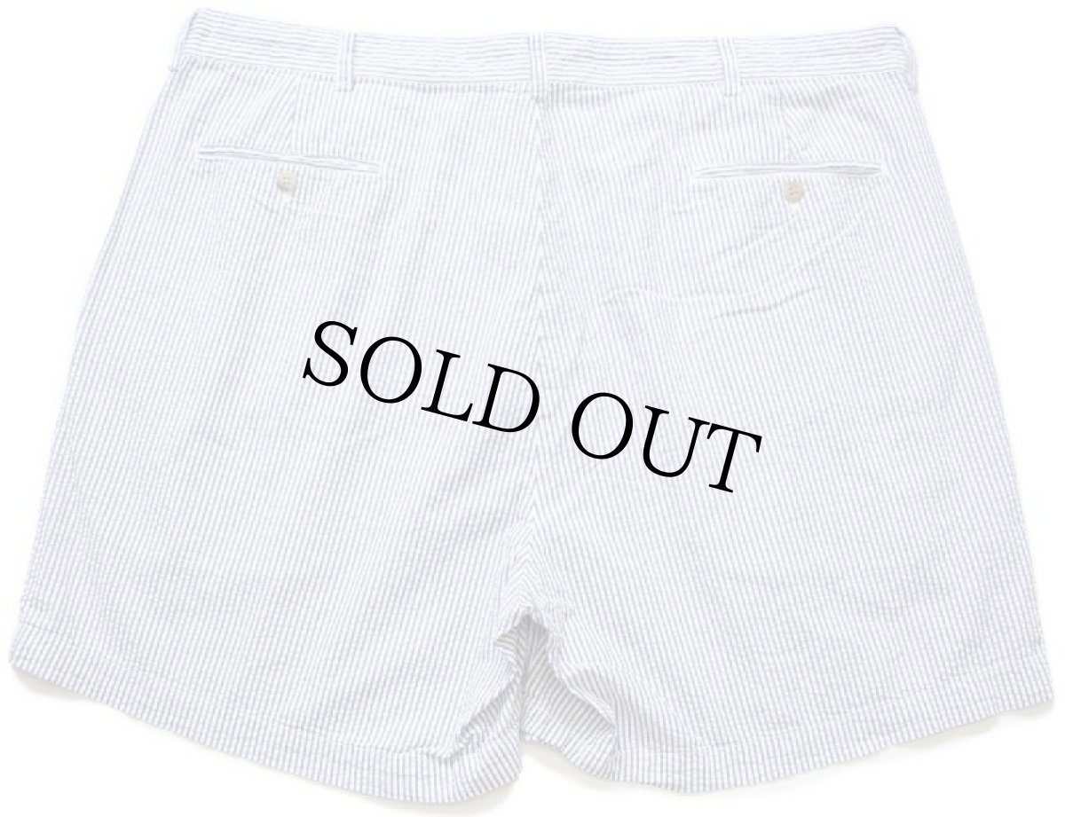 画像2: 90s ポロ ラルフローレン ANDREW SHORT ツータック コットン シアサッカー ショートパンツ 薄紺×白 40★90 ショーツ (2)