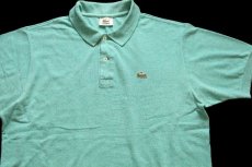 画像3: 80s フランス製 LACOSTE ラコステ ワンポイント コットン 鹿の子 ポロシャツ 杢グリーン 5★235 (3)