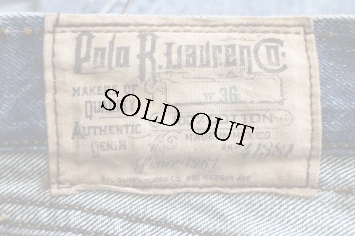 画像5: メキシコ製 ポロ ラルフローレン カットオフ&ビンテージ加工 デニム ショートパンツ 36★ショーツ (5)