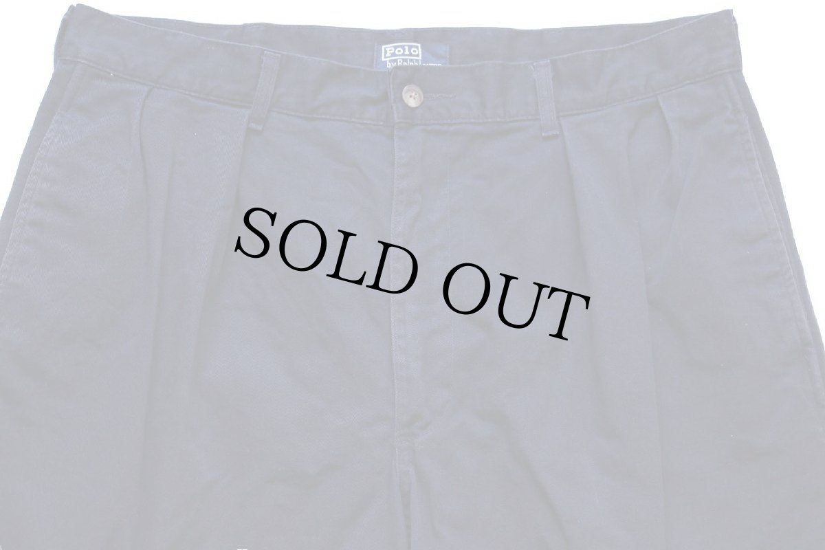 画像3: 80s USA製 ポロ ラルフローレン ツータック コットン チノ ショートパンツ ナス紺 36★76 ショーツ (3)