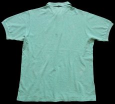 画像2: 80s フランス製 LACOSTE ラコステ ワンポイント コットン 鹿の子 ポロシャツ 杢グリーン 5★235 (2)