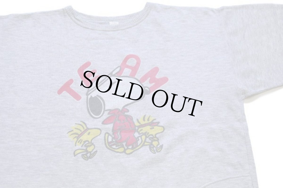 画像3: 80s イタリア製 スヌーピー ウッドストック TEAM 染み込みプリント 半袖スウェット 杢グレー XL (3)