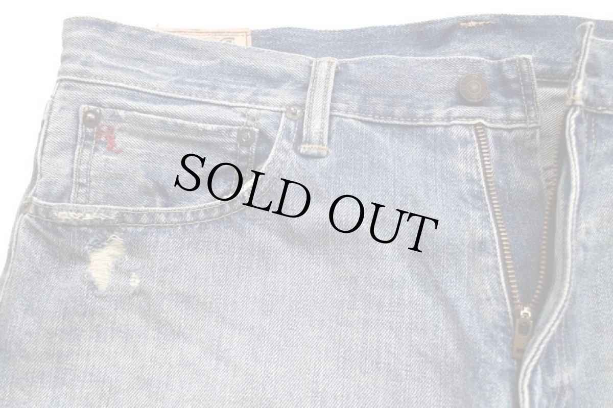 画像3: メキシコ製 ポロ ラルフローレン カットオフ&ビンテージ加工 デニム ショートパンツ 36★ショーツ (3)