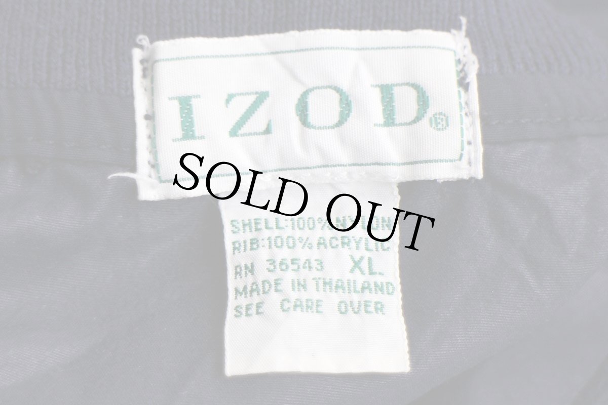 画像7: 90s IZOD ロゴ刺繍 ツートン 切り替え ボーダー プルオーバー ナイロンジャケット 紺×緑 XL (7)