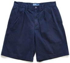 画像1: 00s ポロ ラルフローレン TYLER SHORT ツータック コットン チノ ショートパンツ 紺 32★75 ショーツ (1)