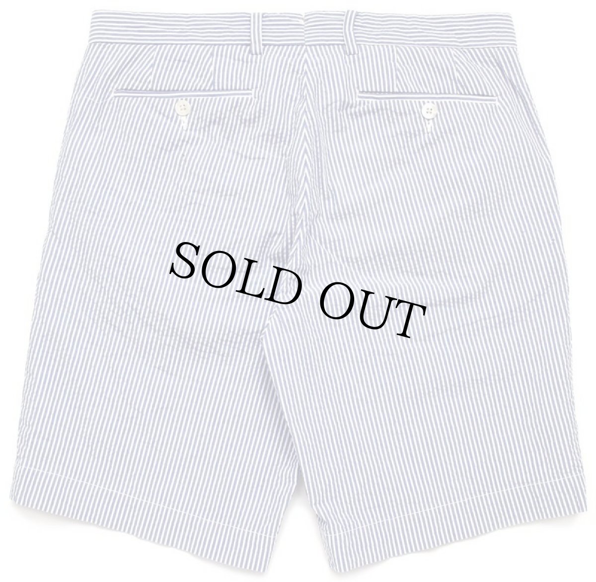 画像2: 00s ポロ ラルフローレン 381 BLEECKER SUFFIELD FIT ストライプ コットン シアサッカー ショートパンツ サックス×白 34★ショーツ (2)