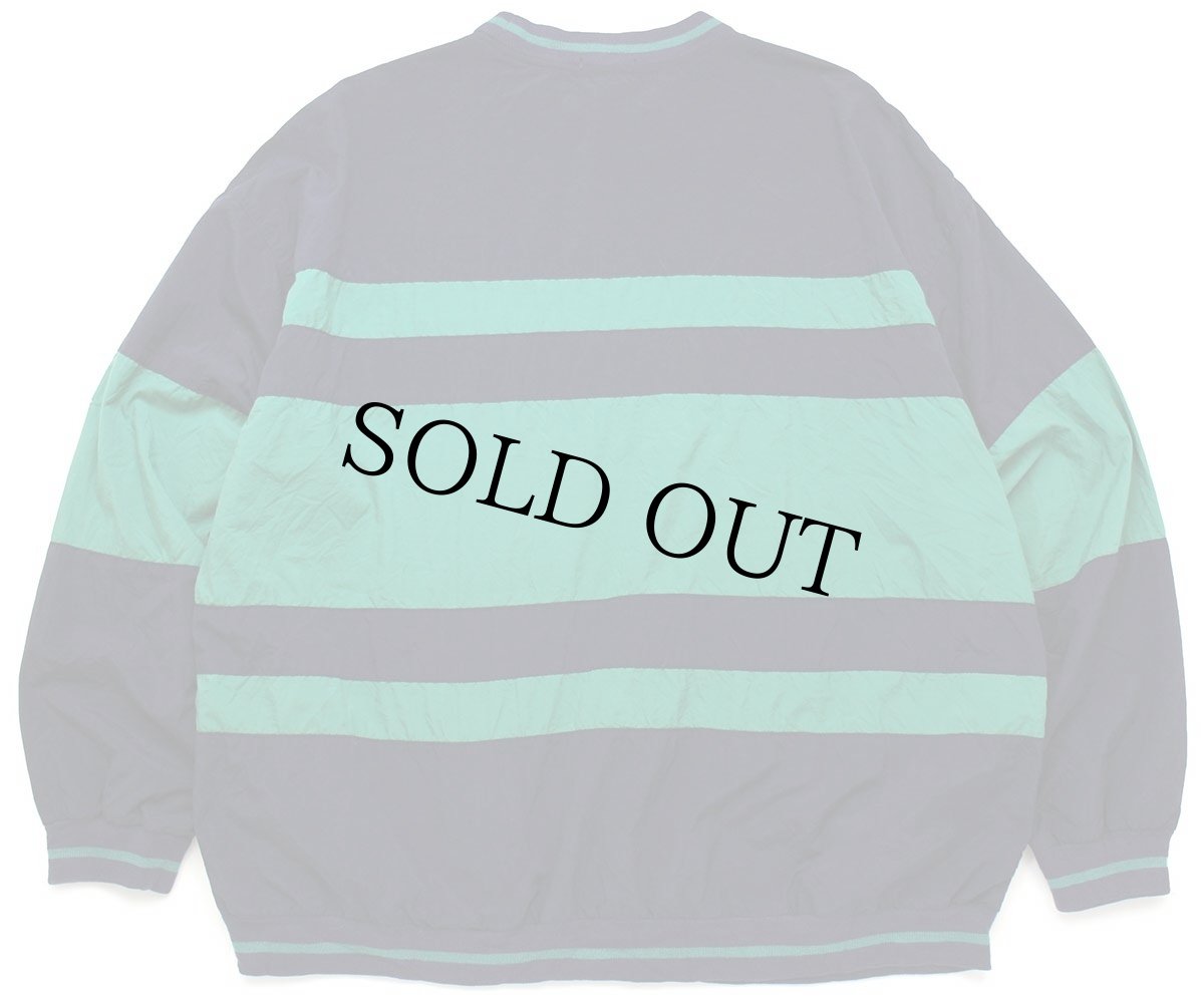 画像2: 90s IZOD ロゴ刺繍 ツートン 切り替え ボーダー プルオーバー ナイロンジャケット 紺×緑 XL (2)