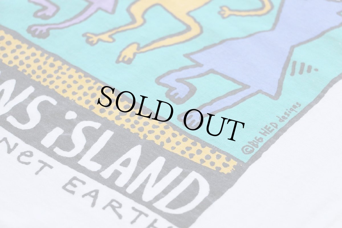 画像5: 90s ST.SIMONS ISLAND GEORGIA PLANET EARTH BIG HED designs アート コットンTシャツ 白 L (5)