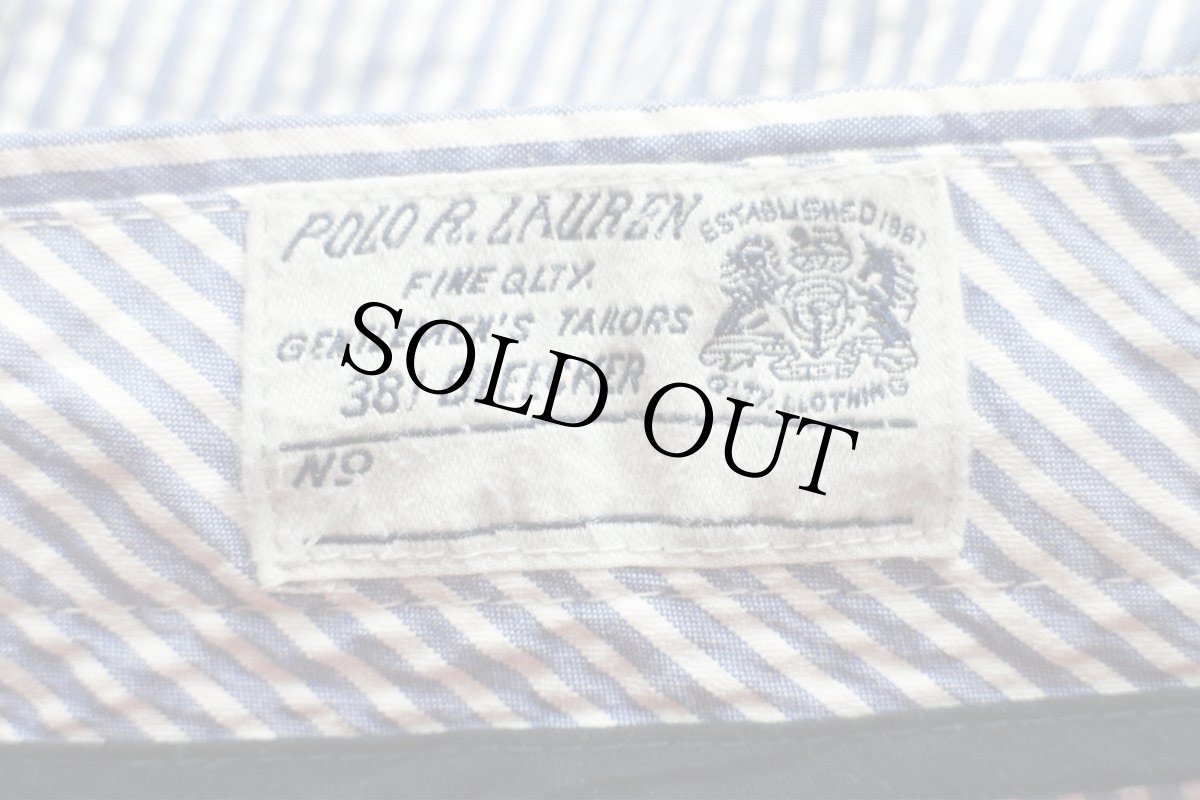 画像6: 00s ポロ ラルフローレン 381 BLEECKER SUFFIELD FIT ストライプ コットン シアサッカー ショートパンツ サックス×白 34★ショーツ (6)