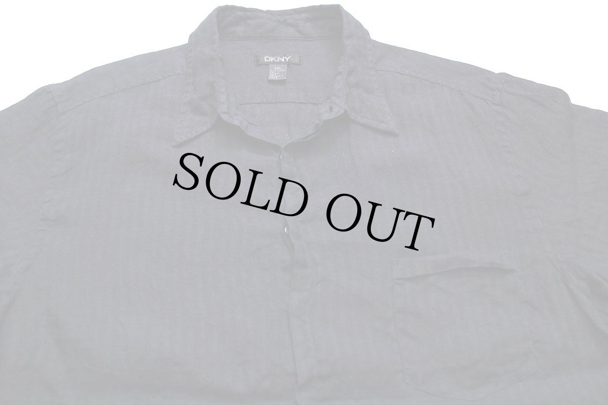 画像3: DKNY ダナキャラン ニューヨーク 織り柄 チェック 比翼 半袖 リネンシャツ 黒 XXL★特大 (3)