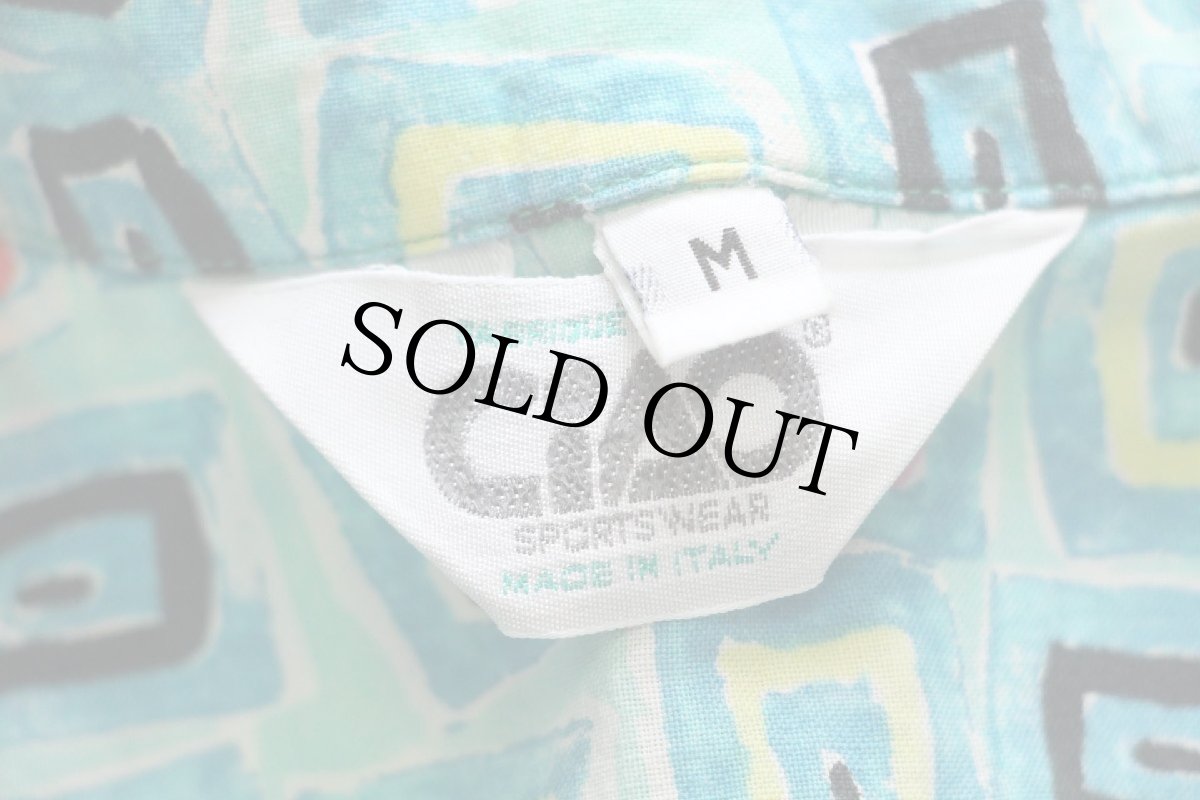 画像4: 90s イタリア製 CiAO アート 総柄 半袖 コットンシャツ M (4)