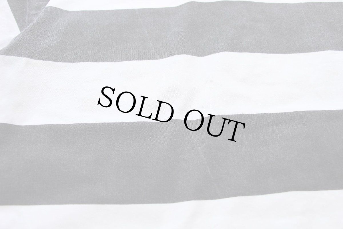 画像6: 00s NORTH SAILS ロゴパッチ付き 太ボーダー 襟付き 半袖 ストレッチ コットン カットソー 薄黒×白 M (6)