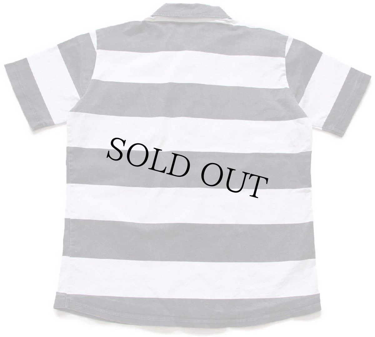 画像2: 00s NORTH SAILS ロゴパッチ付き 太ボーダー 襟付き 半袖 ストレッチ コットン カットソー 薄黒×白 M (2)