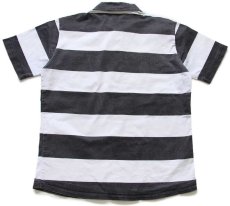 画像2: 00s NORTH SAILS ロゴパッチ付き 太ボーダー 襟付き 半袖 ストレッチ コットン カットソー 薄黒×白 M (2)